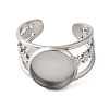 304 Stainless Steel Cuff Ring Components STAS-V012-01B-P-3
