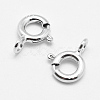 Anti-Tarnish Rhodium Plated 925 Sterling Silver Spring Ring Clasps STER-K167-076A-P-2