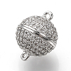 Brass Micro Pave Cubic Zirconia Magnetic Clasps with Loops ZIRC-S058-04P-8mm-1