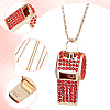 1Pc Iron Rhinestone Whistle Pendant Popcorn Chain Necklaces for Women NJEW-DR0001-03D-4