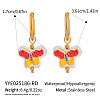 304 Stainless Steel Porcelain Butterfly Hoop Earrings ZL5376-2-1
