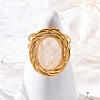 Oval Natural Quartz Crystal Finger Rings RJEW-M063-01G-12-4