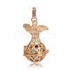 Golden Plated Brass Hollow Round Cage Pendants KK-J251-07G-2