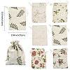 30Pcs 6 Styles Flower Printed Polycotton(Polyester Cotton) Packing Pouches Drawstring Bags ABAG-YW0001-19-3