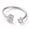 Brass Micro Pave Clear Cubic Zirconia Cuff Rings RJEW-Z005-S-P-1