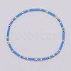 Bohemian Style Rainbow Glass & Brass Beaded Handmade Fashion Women's Bracelet QD2599-15-1