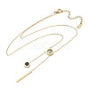 304 Stainless Steel Crystal Rhinestone Flat Round Pendant Y Necklaces NJEW-V001-03G-4