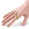 Glass Seed Braided Bead Frog Shape Finger Ring for Women RJEW-TA00052-3