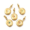 Flat Round 304 Stainless Steel Rhinestone Pendants Decoration STAS-R159-53G-1