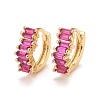 Cubic Zirconia Rectangle Hoop Earrings EJEW-A069-16G-C-1