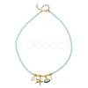 Ocean 304 Stainless Steel and Alloy Enamel Starfish Shell Shape Pendant Glass Beaded Necklaces for Women NJEW-JN06386-3
