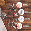 BENECREAT 24Pcs 8 Styles Horseshoe & Brush & Horse & Hat Alloy Wine Glass Charms with Acrylic Pearl AJEW-BC0003-14-4