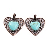 Synthetic Turquoise Peach Love Heart Pendants G-G158-01-04-1