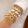 Heart Alloy & Iron & CCB Plastic & Plastic Pearl Bangles Set FS-WGB93A7-17-1