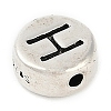 925 Sterling Silver Flat Round with Letter Beads STER-G044-01AS-H-2