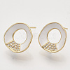 Brass Micro Pave Cubic Zirconia Stud Earring Findings KK-T054-36G-04-NF-1