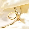 Bowknot 304 Stainless Steel Rhinestone Cuff Rings for Women RJEW-A058-01B-G-5
