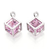 Brass Micro Pave Cubic Zirconia Charms KK-N264-02A-P-1