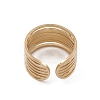 Ion Plating(IP) 304 Stainless Steel Multi Line Open Cuff Rings for Women RJEW-G285-10G-3