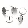 Tarnish Resistant Flat Round 304 Stainless Steel Stud Earring Settings STAS-M227-12mm-1