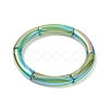 4Pcs 4 Color Acrylic Curved Tube Stretch Bracelets Set for Women BJEW-JB09305-03-4