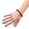 Unisex Natural Wood Beaded Stretch Bracelets X-BJEW-JB05463-03-4