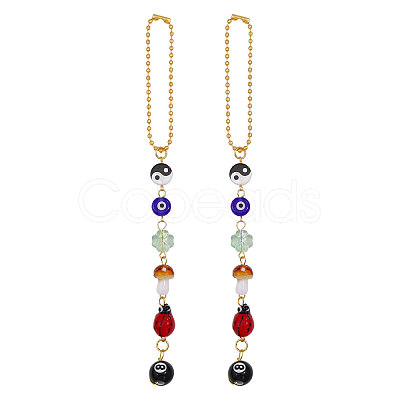 2Pcs Glass Car Pendant Decorations AJEW-GL0003-28-1