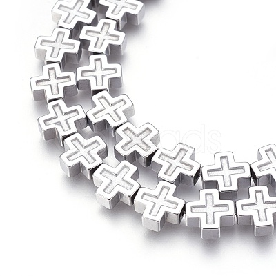 Electroplated Non-magnetic Synthetic Hematite Beads Strands G-P392-F02-1
