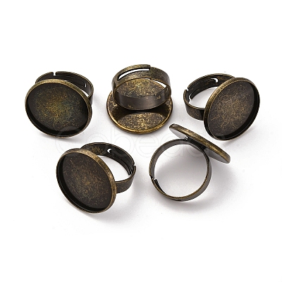 Brass Adjustable Ring Blank Base Cabochon Setting Components X-KK-O003-05AB-NF-1