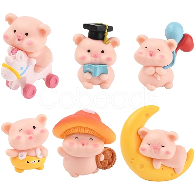 1Set Resin Pig Display Decoration AJEW-FS0001-25-1