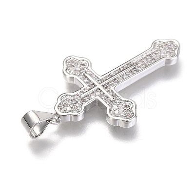 Brass Micro Pave Clear Cubic Zirconia Pendants ZIRC-O038-05P-1
