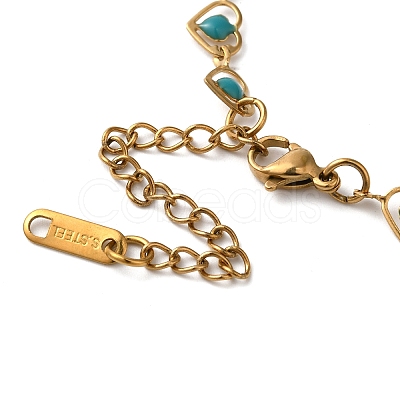 304 Stainless Steel Heart Link Bracelets for Women BJEW-C076-02A-02-1