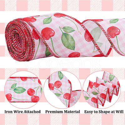 15 Yards Cherry Pattern Polyester Ribbon OCOR-ME0001-53-1