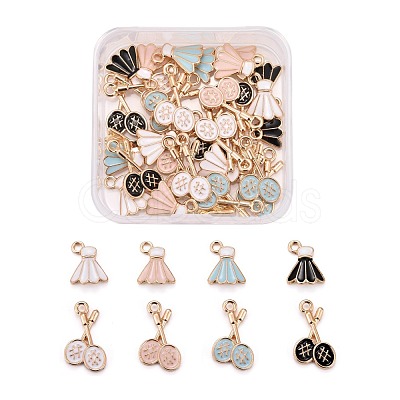 32Pcs 8 Style Zinc Alloy Enamel Pendants ENAM-LS0001-12LG-1