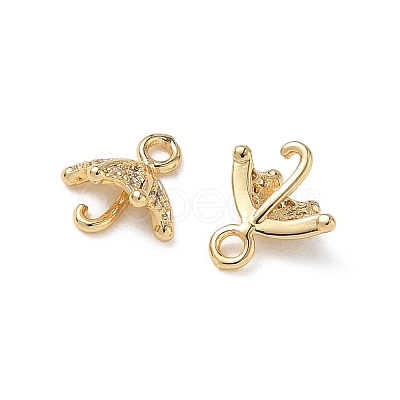 Brass Micro Pave Clear Cubic Zirconia Charms KK-P355-05G-1