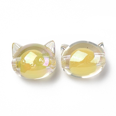 UV Plating Rainbow Iridescent Acrylic Beads OACR-H015-05C-1