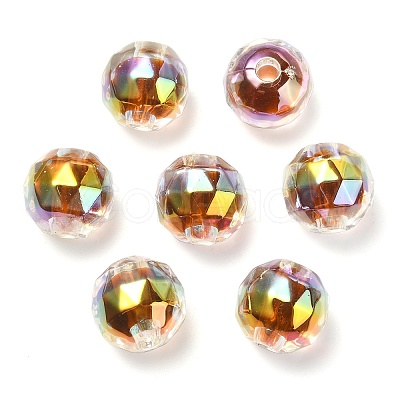 Two Tone UV Plating Rainbow Iridescent Acrylic Beads TACR-D010-06F-1