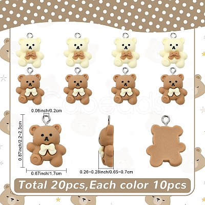 20Pcs 2 Colors Cartoon Resin Pendants RESI-YW0006-30-1