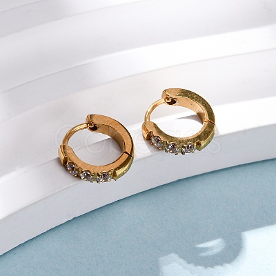304 Stainless Steel Clear Cubic Zirconia Hoop Earrings EJEW-D331-18A-G-1