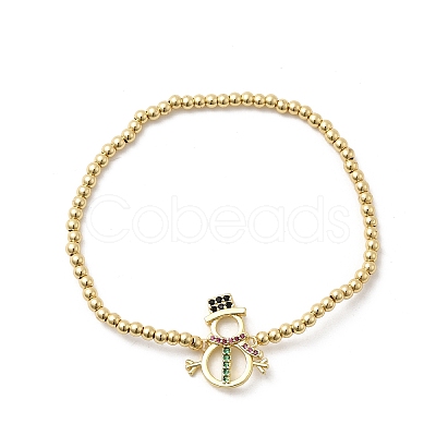 Christmas Brass Micro Pave Cubic Zirconia Link Bracelets BJEW-K289-01A-G-1