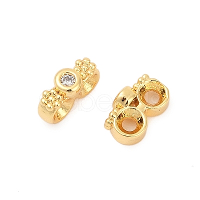 Brass Micro Pave Clear Cubic Zirconia Spacer Bars KK-P302-21A-G-1
