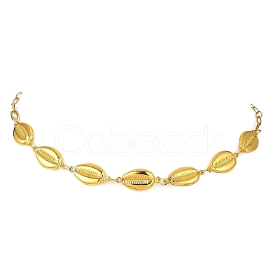 Ocean 304 Stainless Steel Shell Shape Link Chain and Paperclip Chain Necklaces for Women NJEW-JN06131-1