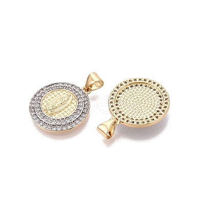 Religion Brass Micro Pave Clear Cubic Zirconia Pendants KK-N287-44GP-01-1