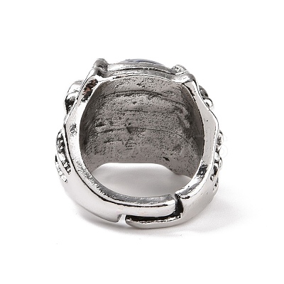 Evil Eye Glass Wide Band Rings for Men RJEW-E017-01AS-01-1
