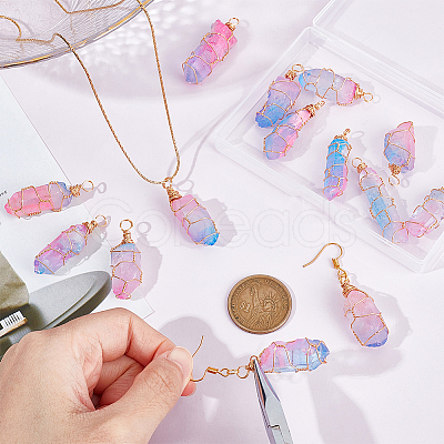 16Pcs Electroplated Raw Rough Natural Quartz Crystal Pendants PALLOY-AB00115-1
