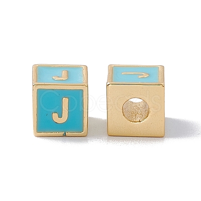 Rack Plating Brass Enamel Beads KK-B060-04G-06J-1