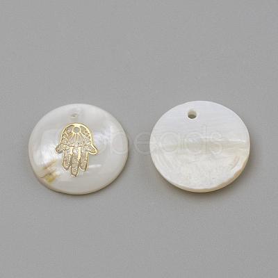 Freshwater Shell Pendants SHEL-Q010-002G-1