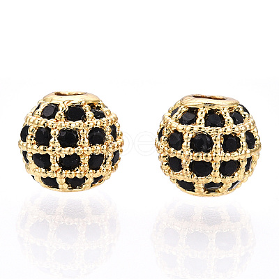 Rack Plating Brass Cubic Zirconia Beads ZIRC-S001-6mm-B02-1