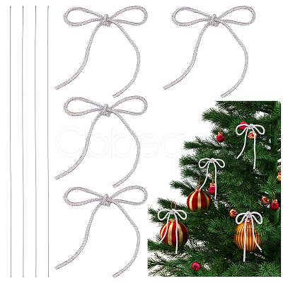 Christmas Glass Rhinestone Synthetic Rubber Bowknot Party Decoration HJEW-NB00231-1