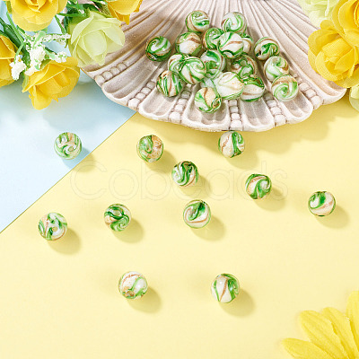 30Pcs Handmade Gold Sand Lampwork Beads LAMP-TA0002-37D-1